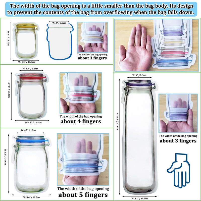 laffeya 20Pack 1000ml (9.6x6.6inch) Reusable Mason Jar Bags for Candy & Snacks - Leakproof Storage & Display - Image 2
